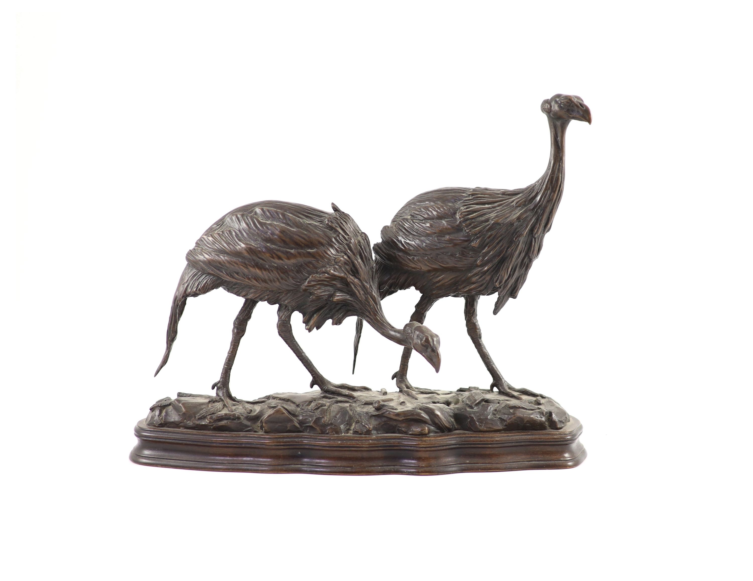 Tim Nicklin. A bronze group of Guinea Fowl length 33cm height 27cm